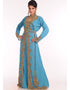 Women Blue Georgette Hand Embroidery Party Wear Kaftan